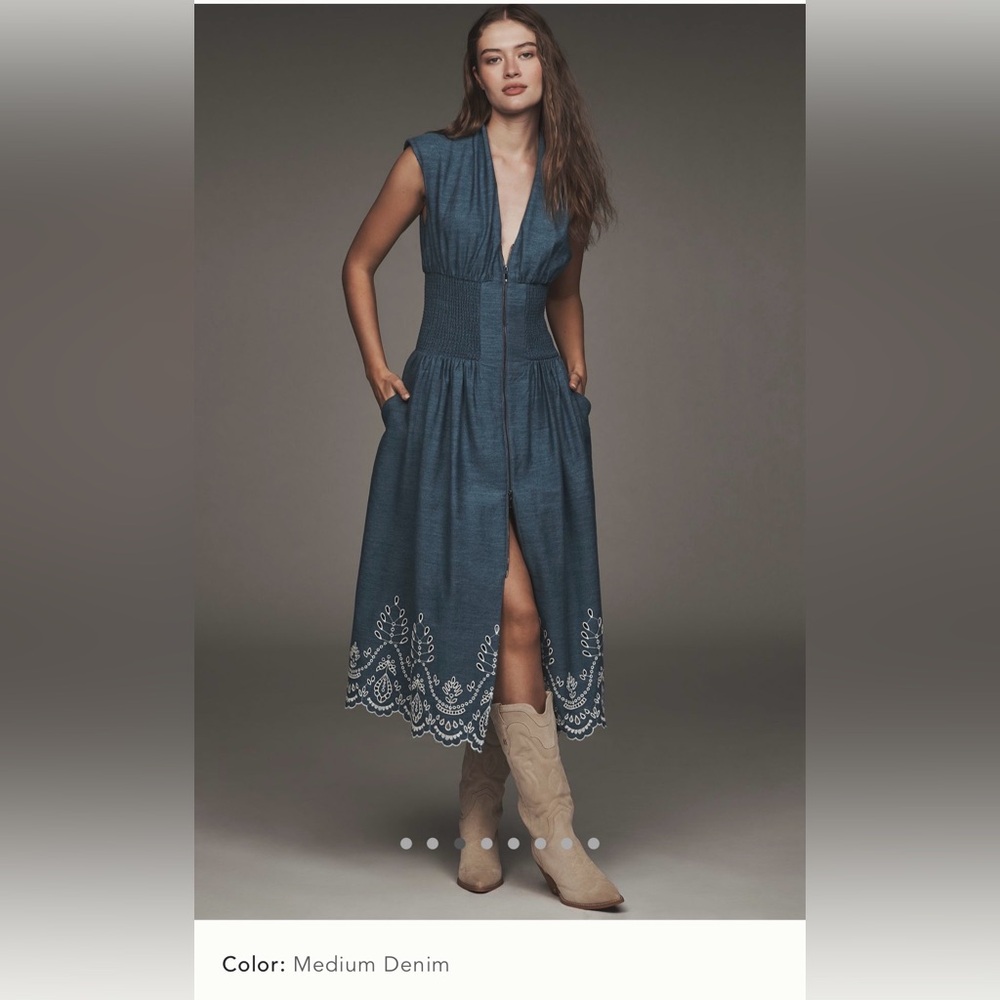Anthropologie - The Tommie Denim Eyelet Trim Dress - Picture 3 of 8